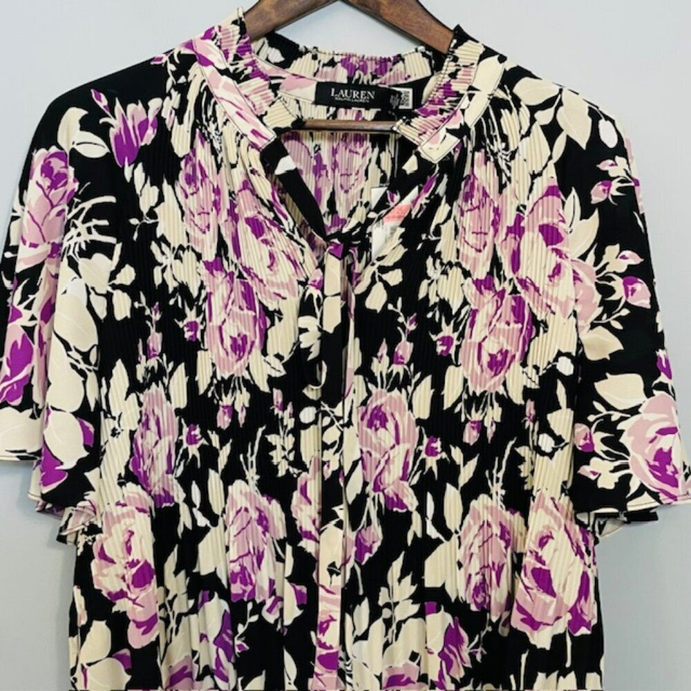 Lauren Ralph Lauren Floral Ruffled Flutter Sleeve Corpcore Blouse Plus NWT 3X - Picture 3 of 10